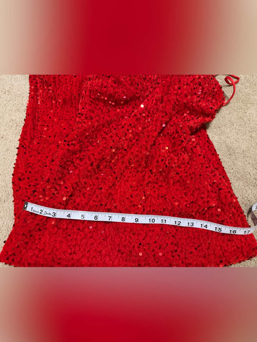 Red Sequin V-Neck Evening Gown - Picture 12 of 12